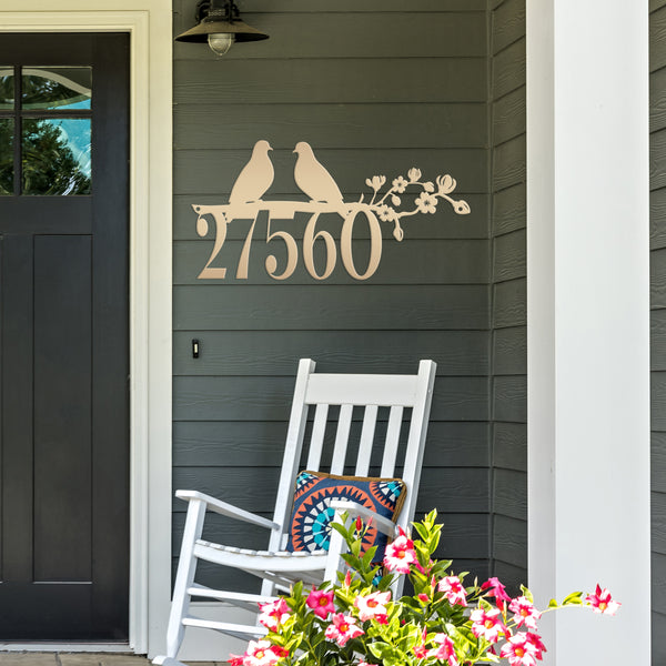 Personalized Love Birds Address Metal Sign - House Numbers-Bird Lovers Metal Sign