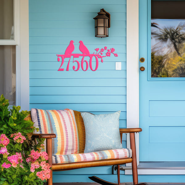 Personalized Love Birds Address Metal Sign - House Numbers-Bird Lovers Metal Sign