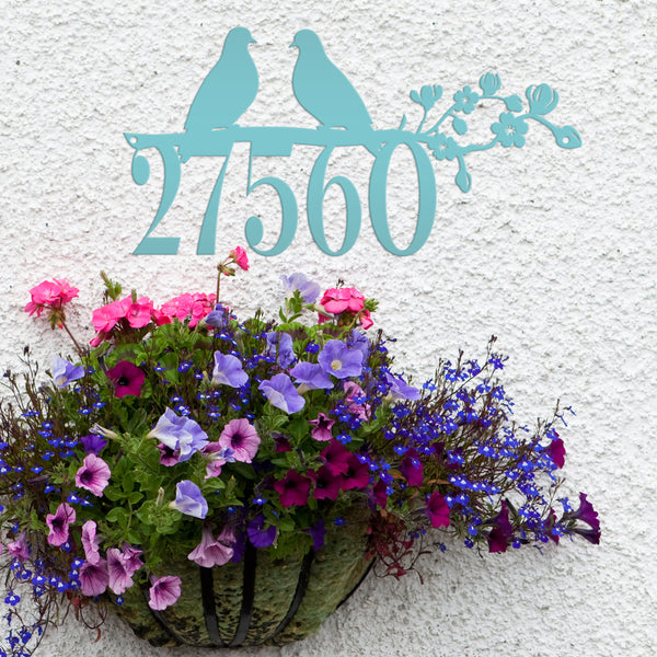 Personalized Love Birds Address Metal Sign - House Numbers-Bird Lovers Metal Sign