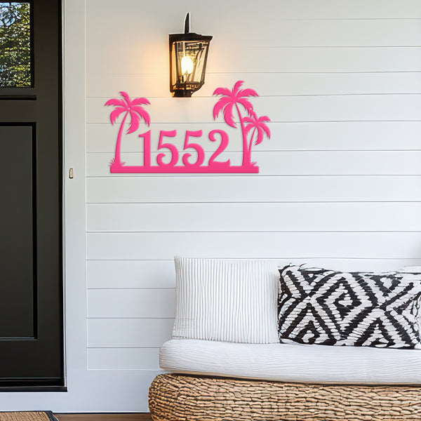 Tropical Palm Tree Metal Address Sign, Beach House Address Sign, Coastal Decor, Gulf Decor