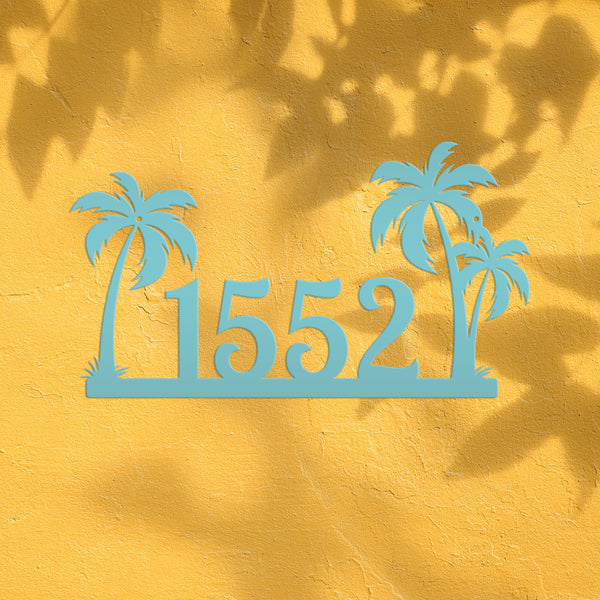 Tropical Palm Tree Metal Address Sign, Beach House Address Sign, Coastal Decor, Gulf Decor