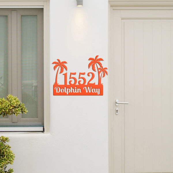 Custom Palm Trees Address Sign with Street Address, Beach House Address Sign, Coastal Decor, Gulf Decor