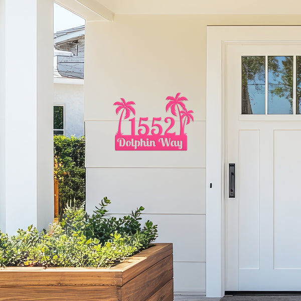 Custom Palm Trees Address Sign with Street Address, Beach House Address Sign, Coastal Decor, Gulf Decor