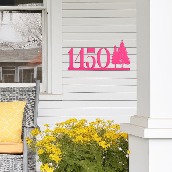 Nature-Inspired Metal Address Sign - Rustic Pine Tree Design - Unique Outdoor House Numbers - Custom Front Door Decor - Housewarming Gifts