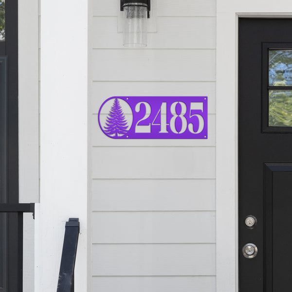 Custom Pine Tree Metal Address Sign - Personalized Rustic Country Decor - Horizontal Outdoor House Numbers - Cute Realtor Housewarming Gifts
