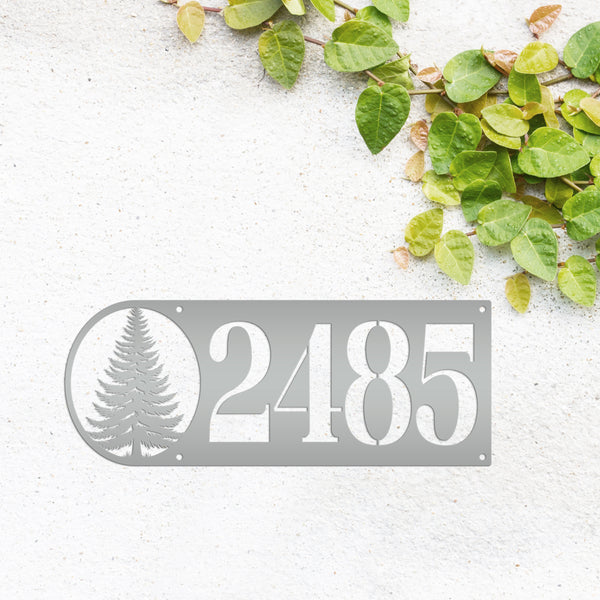 Custom Pine Tree Metal Address Sign - Personalized Rustic Country Decor - Horizontal Outdoor House Numbers - Cute Realtor Housewarming Gifts