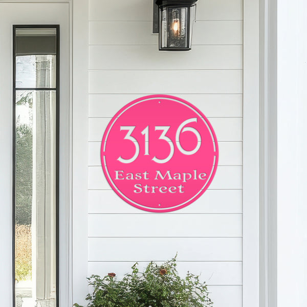 Personalized Round Address Metal Sign - Modern Address Sign-Wedding Gift-Housewarming Gift-New Homeowners Gift