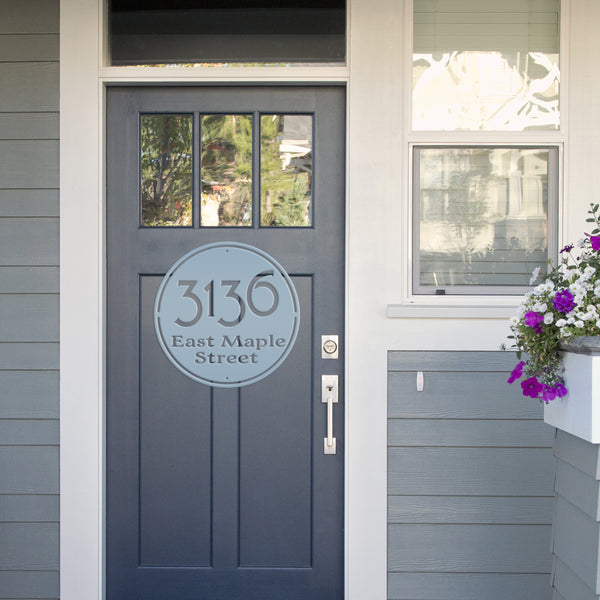 Personalized Round Address Metal Sign - Modern Address Sign-Wedding Gift-Housewarming Gift-New Homeowners Gift