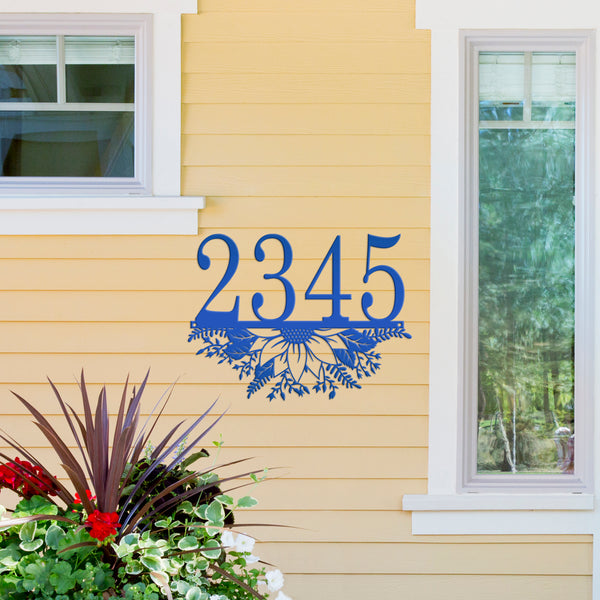 Personalized Sunflower Address Metal Sign - Metal House Numbers-Housewarming Gift-Flower Address plaque