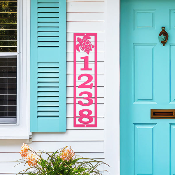Personalized Turtle Address Metal Sign - House Numbers-Beach Condo House Number Sign-Beach Home -Rental Address Sign