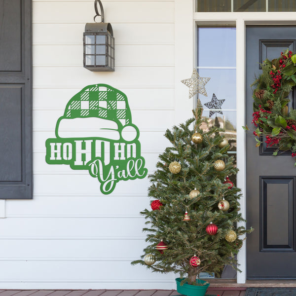 Metal Christmas Sign - Ho Ho Y'all Christmas Decor