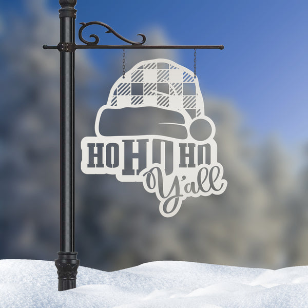 Metal Christmas Sign - Ho Ho Y'all Christmas Decor