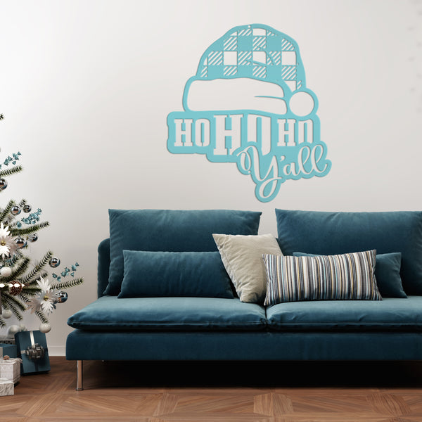 Metal Christmas Sign - Ho Ho Y'all Christmas Decor