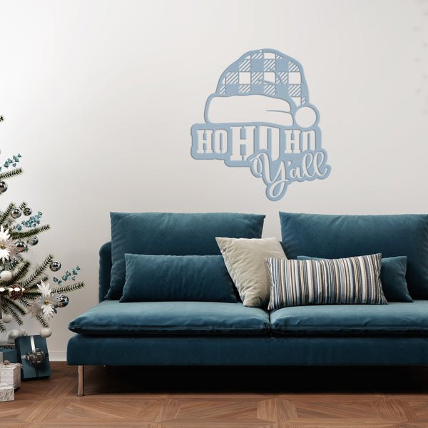 Metal Christmas Sign - Ho Ho Y'all Christmas Decor