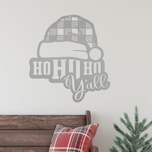 Metal Christmas Sign - Ho Ho Y'all Christmas Decor