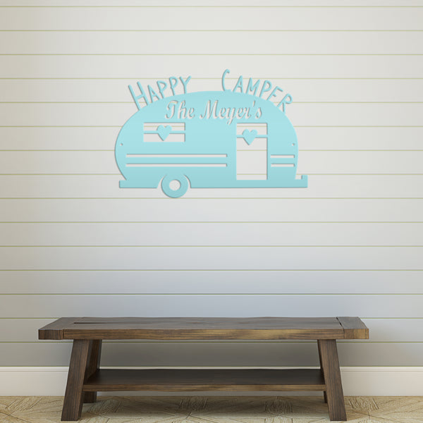 Camping-Camper- Metal Sign- Happy Camper Sign, Campsite Sign-Camping Lovers -Business Sign for Campsite-Glamping-Camper-Camping for Life-RV Life