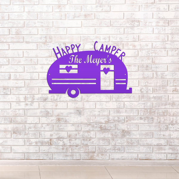 Camping-Camper- Metal Sign- Happy Camper Sign, Campsite Sign-Camping Lovers -Business Sign for Campsite-Glamping-Camper-Camping for Life-RV Life