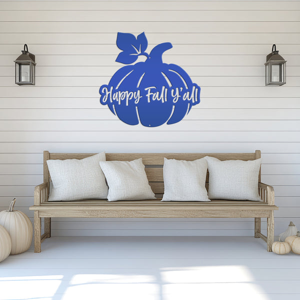 Happy Fall Y'all Pumpkin Autumn Décor Metal Sign-Door Hanger