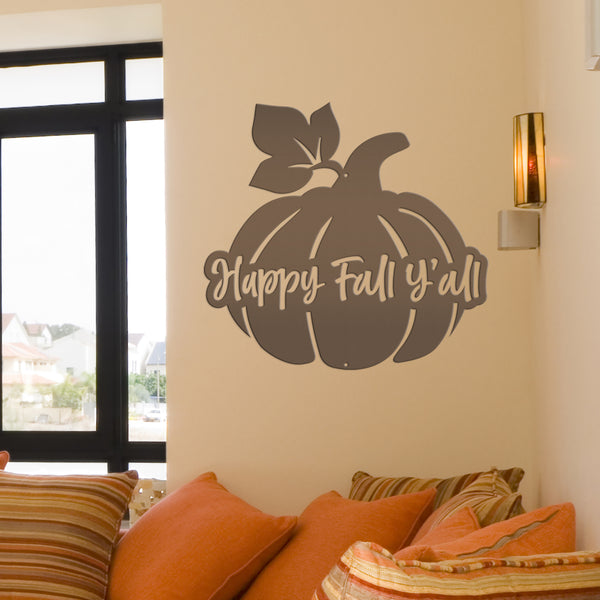 Happy Fall Y'all Pumpkin Autumn Décor Metal Sign-Door Hanger