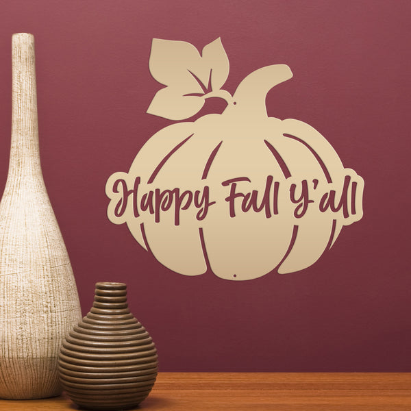 Happy Fall Y'all Pumpkin Autumn Décor Metal Sign-Door Hanger