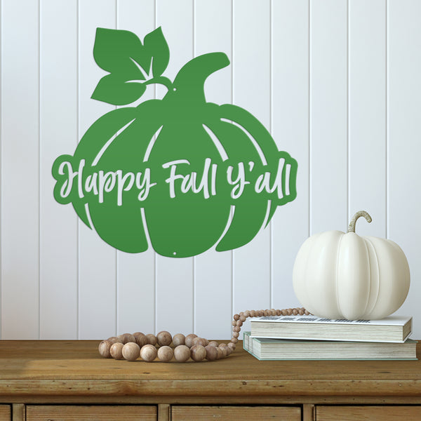 Happy Fall Y'all Pumpkin Autumn Décor Metal Sign-Door Hanger