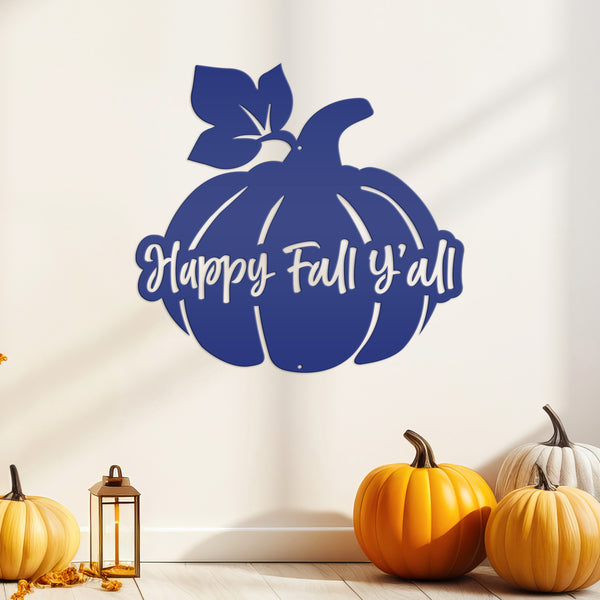 Happy Fall Y'all Pumpkin Autumn Décor Metal Sign-Door Hanger