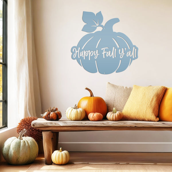 Happy Fall Y'all Pumpkin Autumn Décor Metal Sign-Door Hanger