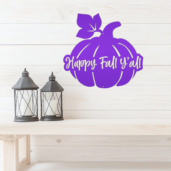 Happy Fall Y'all Pumpkin Autumn Décor Metal Sign-Door Hanger