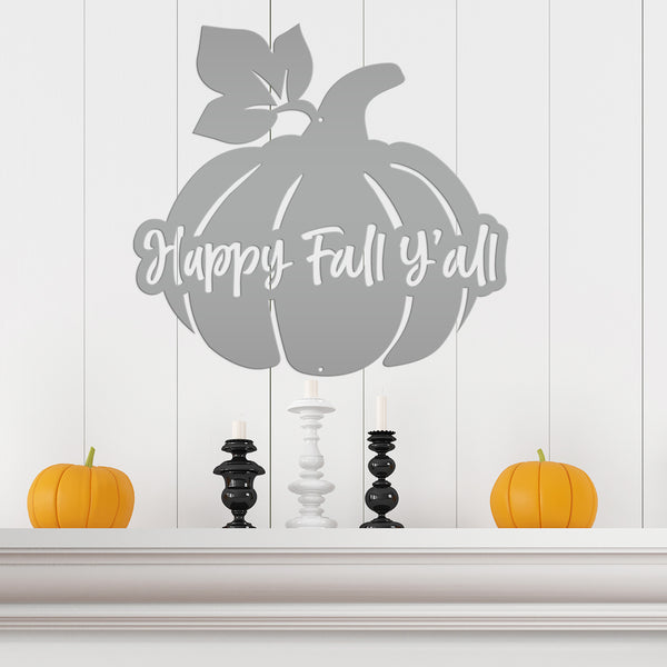 Happy Fall Y'all Pumpkin Autumn Décor Metal Sign-Door Hanger
