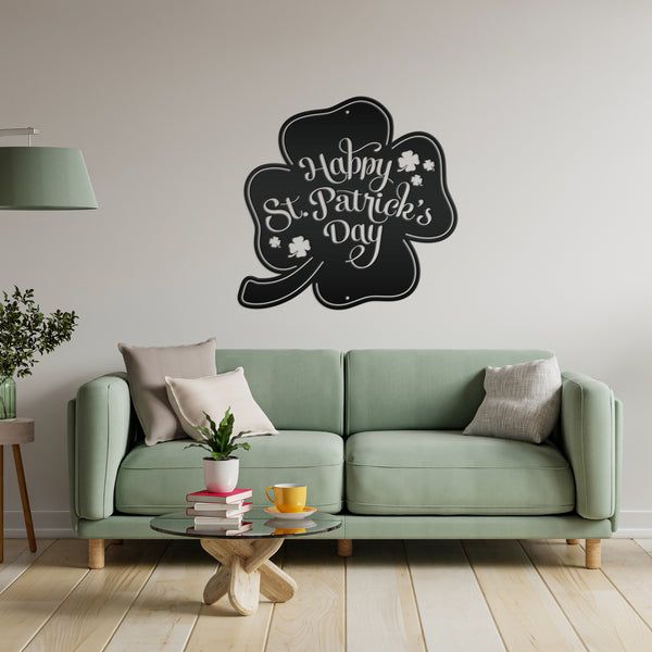 Happy St. Patrick's Day Shamrock Metal Sign- St. Patty's Day-Shamrock Themed Decor-St Patrick's Day Wall Decor- Wall Art
