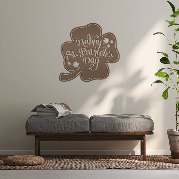 Happy St. Patrick's Day Shamrock Metal Sign- St. Patty's Day-Shamrock Themed Decor-St Patrick's Day Wall Decor- Wall Art