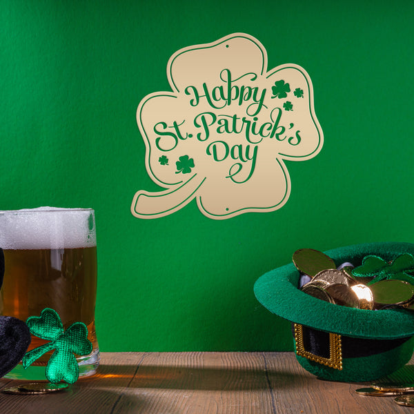 Happy St. Patrick's Day Shamrock Metal Sign- St. Patty's Day-Shamrock Themed Decor-St Patrick's Day Wall Decor- Wall Art