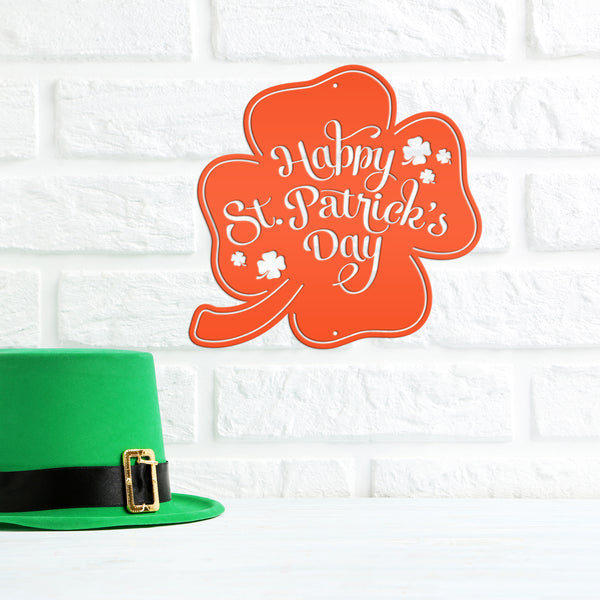 Happy St. Patrick's Day Shamrock Metal Sign- St. Patty's Day-Shamrock Themed Decor-St Patrick's Day Wall Decor- Wall Art