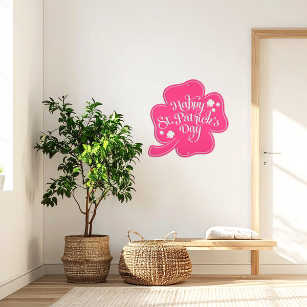 Happy St. Patrick's Day Shamrock Metal Sign- St. Patty's Day-Shamrock Themed Decor-St Patrick's Day Wall Decor- Wall Art