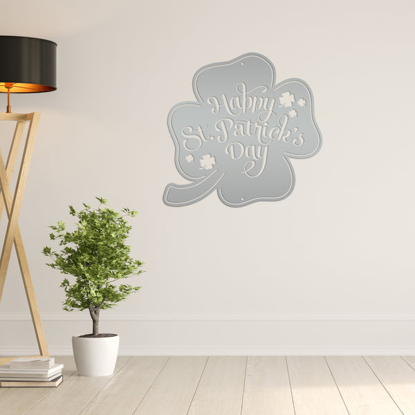 Happy St. Patrick's Day Shamrock Metal Sign- St. Patty's Day-Shamrock Themed Decor-St Patrick's Day Wall Decor- Wall Art