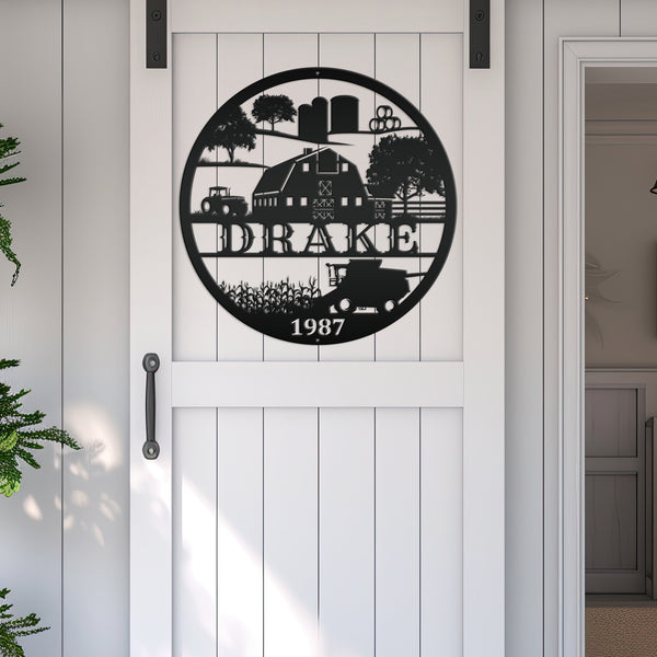 Round Personalized  Farm Scene Sign, Farm Wall Decor, Farmhouse Decor, Farm Wall Art, Gift for Farmer, Farm Lovers, Kids Farm Bedroom Decor