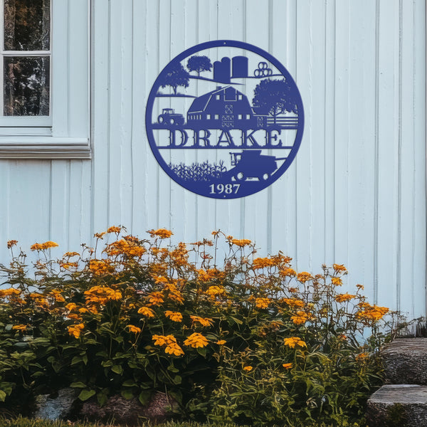 Round Personalized  Farm Scene Sign, Farm Wall Decor, Farmhouse Decor, Farm Wall Art, Gift for Farmer, Farm Lovers, Kids Farm Bedroom Decor