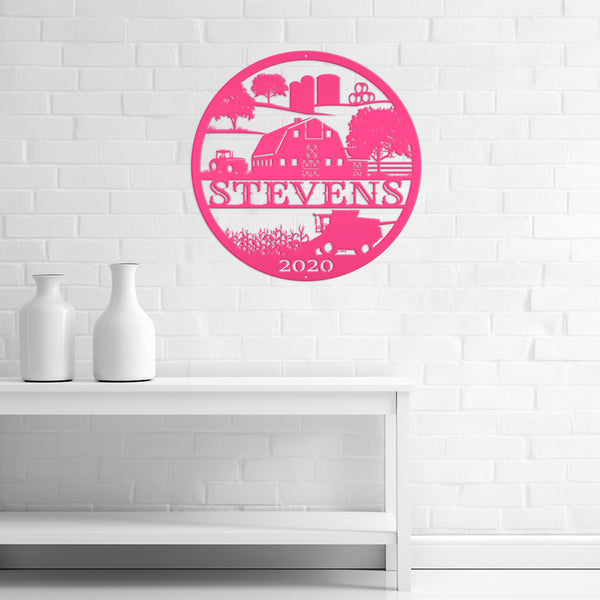 Round Personalized  Farm Scene Sign, Farm Wall Decor, Farmhouse Decor, Farm Wall Art, Gift for Farmer, Farm Lovers, Kids Farm Bedroom Decor