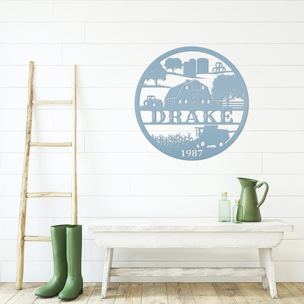 Round Personalized  Farm Scene Sign, Farm Wall Decor, Farmhouse Decor, Farm Wall Art, Gift for Farmer, Farm Lovers, Kids Farm Bedroom Decor