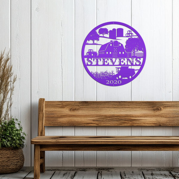 Round Personalized  Farm Scene Sign, Farm Wall Decor, Farmhouse Decor, Farm Wall Art, Gift for Farmer, Farm Lovers, Kids Farm Bedroom Decor