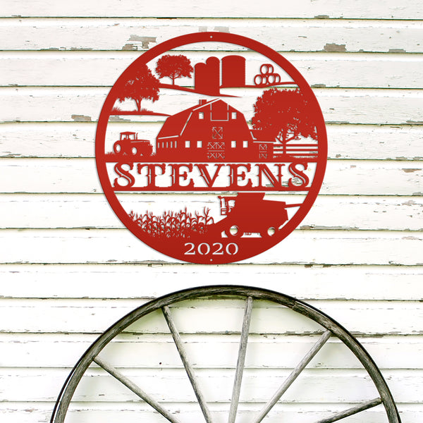 Round Personalized  Farm Scene Sign, Farm Wall Decor, Farmhouse Decor, Farm Wall Art, Gift for Farmer, Farm Lovers, Kids Farm Bedroom Decor