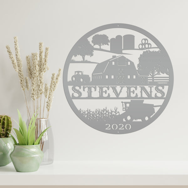 Round Personalized  Farm Scene Sign, Farm Wall Decor, Farmhouse Decor, Farm Wall Art, Gift for Farmer, Farm Lovers, Kids Farm Bedroom Decor