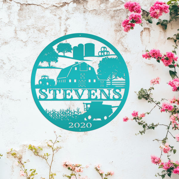 Round Personalized  Farm Scene Sign, Farm Wall Decor, Farmhouse Decor, Farm Wall Art, Gift for Farmer, Farm Lovers, Kids Farm Bedroom Decor
