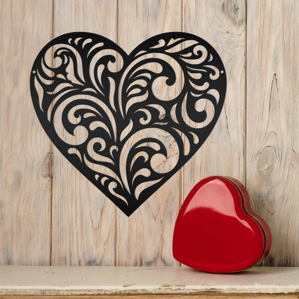 Metal Decorative  Heart Sign - Valentine Decor - Paisley Heart Decor