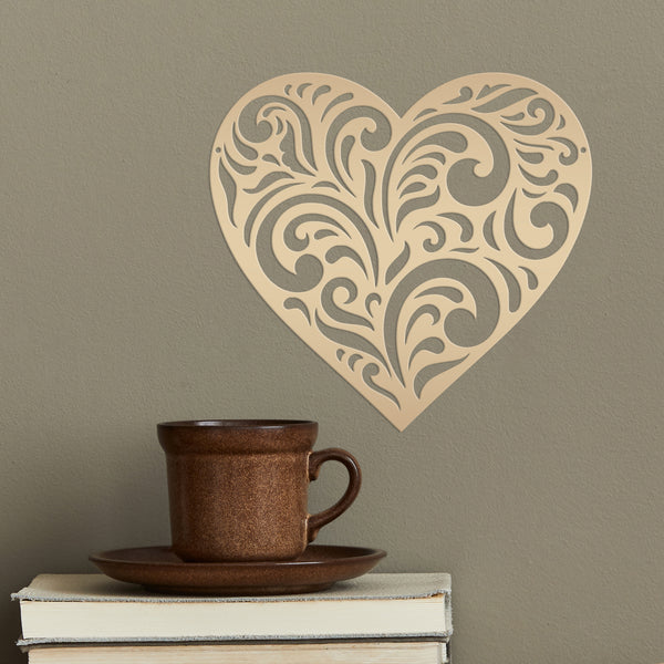 Metal Decorative  Heart Sign - Valentine Decor - Paisley Heart Decor