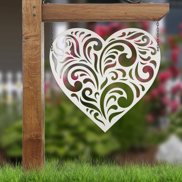 Metal Decorative  Heart Sign - Valentine Decor - Paisley Heart Decor