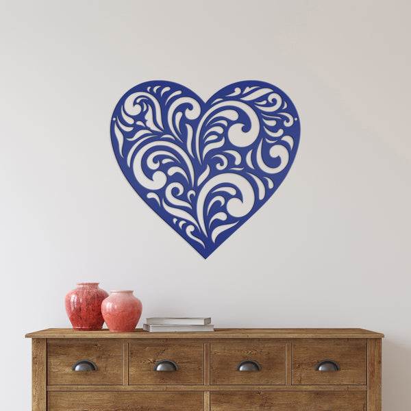 Metal Decorative  Heart Sign - Valentine Decor - Paisley Heart Decor