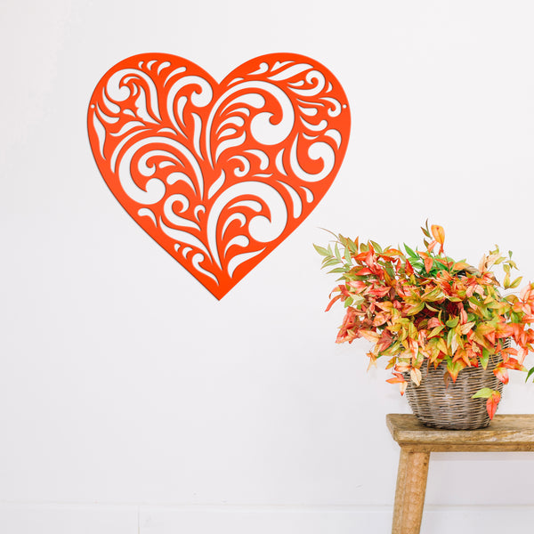 Metal Decorative  Heart Sign - Valentine Decor - Paisley Heart Decor