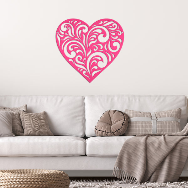 Metal Decorative  Heart Sign - Valentine Decor - Paisley Heart Decor