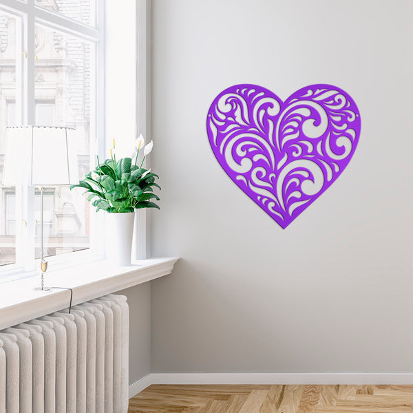 Metal Decorative  Heart Sign - Valentine Decor - Paisley Heart Decor